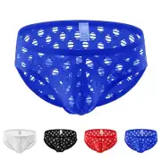 White Hollow Underwear Pouch Panties Men's Low Waist Breathable Briefs