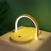 Small Nightstand Lamp with 15W Wireless Charger, Cute Bedside Lamp for Bedroom,Living Room, Mini Night Light for Boys & Girls,Touch Nightstand Lamp,Stepless diming LED Light(Wood Grain)