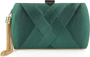 [ZOSIVEB] Women's Elegant Tassel Pendant Silk Evening Bag Clutch Purse for Bride Wedding Prom Night Out Party