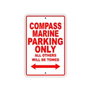 Compass Marine Parking Only Boat Ship Yacht Dock Notice Aluminum Metal Sign