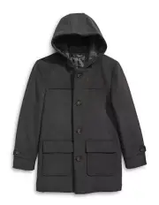 $250 Ralph Lauren Boy's, Wool-Blend Duffle Coat, Charcoal, 18R