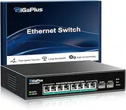 10 Port 2.5Gb Unmanaged PoE Switch with 8*2.5G Base-T PoE Ports, 2*10G SFP+ Uplink, 802.3af/at (PoE+), 80Gbps Switching Capacity, GigaPlus 2.5G PoE Switch for 2.5Gb NAS/PC, WiFi6 Router, Wireless AP