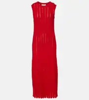 [Altuzarra] Altuzarra Sissi open-knit cotton midi dress AU 12 red
