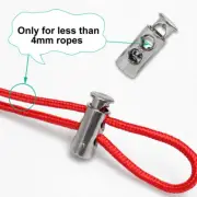 6pcs Plastic Spring Cord Locks Double Hole End Stoppers Fastener Silver Tone