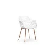 Set of 2 Leerdam PP Kitchen Dining Chairs Armchairs Metal Legs - White - White