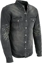 Milwaukee Leather MPM1620 Men's Black Flannel Biker Shirt with CE Approved Armor - Reinforced w/Aramid Fibers - 3X-Large