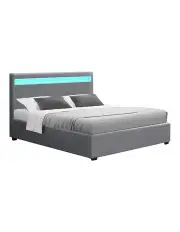 [Artiss] Cole Fabric Double Size Gas Lift Bed Frame in Grey