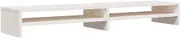 White Solid Pinewood Monitor Stand 100x24x13 cm, Sturdy TV Unit & Desktop Organizer for Home & Office, Space-Saving & Durable Wooden Shelf