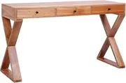 Natural Solid Wood Computer Table Desk Office Workstation, Home Mahogany Desks - Space-Saving, 115x47x77cm