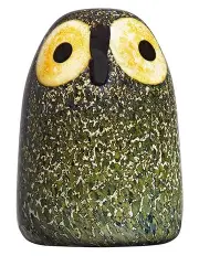 [IITTALA] Oiva Toikkas Lovable Little Barn Owl 6cm Glass Ornament Green Multicolour