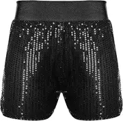 [TiaoBug] Kids Girls Athletic Dance Shorts Pull On Shiny Sequin Shorts Training Gymnastics Short Hot Pants