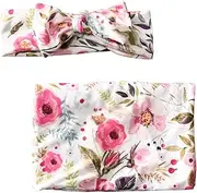 Yardwe Wrap Blanket Headband Set 2pcs Soft Material Products Fashionable Flower Printing