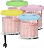 4 Pack for Ninja Creami Pints and Lids - 4 Pack ice Cream Containers with Lids and 20 pcs Spoons Creami Accessories Compatible with Ninja NC500 NC501 Series
