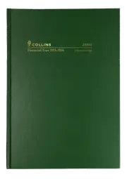 2025-2026 Financial Year Diary Collins A5 2 Days to a Page Green 28M4.P40
