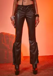 [Poster Grl] Gossip Moves Vegan Leather Bell Bottoms