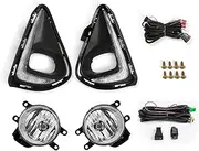 Led Fog Lamps DRL Compatible With Toyota Corolla Axio 2018-2021 Daytime Running Lights Front Bumper Headlights Halogen Covers Wire(DRL Fog Halogen Set)