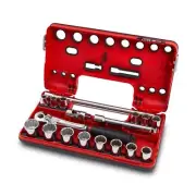 Sidchrome 18pce Metric 3/8" Drive Socket Set Detection Box with compact Ratchet