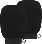 Suytvenxau Exfoliating gloves - Body scrub gloves for removing dead skin - Korean-style exfoliating towels for women and men - Perfect preparation before tanning - Black pairs