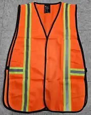 Industrial Hiking Hunting Day Glo Dayglo Orange Safety Vest w/reflective strip