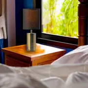 Mercer Table Lamp in Brushed Brass with White Shade