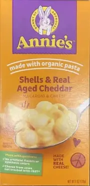 Annie's Macaroni & Cheese Shells Real Aged Cheddar With Organic Pasta 6 oz 1 BOX