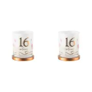 2x 16th Candle Vanilla Fragrance Smell 15-20hr Burn Time 9x8cm Keepsake Gift Set