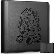 Ravaver Toploader Binder, Oversized 9 Pocket 252 Top loaders Holder with Side-Loading Sleeves for Trading Cards in 3" x 4" Toploader (Black)