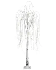 Nearly Natural 6ft Pre-Lit Artificial White Weeping Willow Tree with 160 Warm White LED Lights