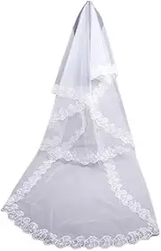 [Holibanna] Lace Bridal Veil Solid Balm Decoration Bridesmaid Dresses Seaside Background Cloth Pendant Materials Computer Veil One-Shoulder Fashion Bag Spa Swimsuit Headdress Veil Gowns White