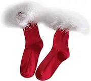 [Oxtxuzdm] Novelty Ruffle Crews Socks Feathered Cuffs Ankle Socks Cotton Boot Socks Middle Tube Socks Gifts for Women Teen Girls
