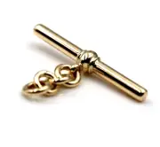Genuine 9ct Yellow Gold T Bar T-Bar for Albert Chain / Necklace + 8mm jump ring
