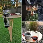 Foldable Wooden Wine Table Round Small Picnic Desktop Easy To Carry Wine Rack