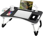 Laptop Desk Foldable Bed Desk Lap Desk Folding Breakfast Tray with USB Charge Port Storage Drawer and Cup Holder Portable Laptop Notebook Stand Reading Holder for Bed Couch Sofa Floor