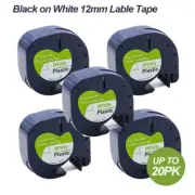 20PK Compatible Dymo LetraTag Refills 91331 Plastic Label Tape LT-100H 12mm x 4m