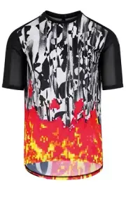 ASSOS MEN'S TRAIL SHORT SLEEVE JERSEY, PYXEL SCORCH ORANGE, MEDIUM