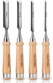 HAUTMEC 4PCS Wood Chisel Set for Woodworking, Carpentry Carving Tool with Bevel