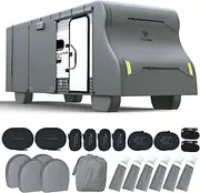 Fonzier Heavy Duty 6 Layers Class C RV Cover for 23'-26' Motorhome Rip-Stop Anti-UV Camper Cover with 2Pcs Long Straps & Gutter Spout Covers - Dark Gray
