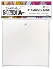Dina Wakley MEdia Square Tags With Reinforced Holes-4"