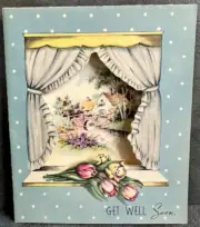 Vintage Get Well Soon Card - Embossed, Illness Out Of Sight