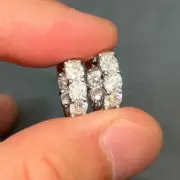 4.20Carat Round Cut VS1 Moissanite Hoop Earrings Huggies Solid Silver Daily Wear