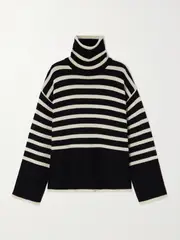 [TOTEME] TOTEME - Striped Wool-blend Turtleneck Sweater - Black - medium medium Black