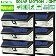 118 LED Solar Power PIR Wall Lights Garden Outdoor Motion Sensor Security Lamps