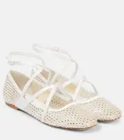 [Jimmy Choo] Jimmy Choo Astoria embellished mesh ballet flats AU 6 white