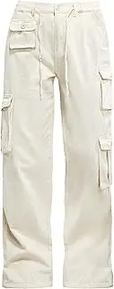 [Znyeth] Cargo Pants Women Cotton Wide Leg Casual Hiking Military Army Combat Work Pants with 8 Pockets