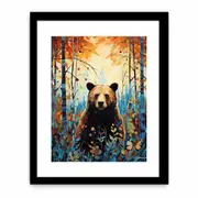 Bear Leafs Framed print Art Poster