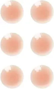 GilGo Invisible Nipple Covers for Women Adhesive & Reusable, Silicone Pasties Round (3 Pairs, Nude)