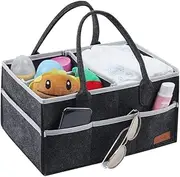 Baby Diaper Caddy Organizer, Nursery Storage Bin Basket With Handle For Changing Table And Car,Felt Portable Diaper And Baby Wipes Organizer For Infant Shower Essentials