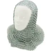 Medieval Aluminium Chain Mail Coif Butted Reenactment Standard Size Armor LARP