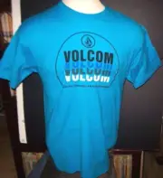 NEW Volcom Stone Medium short sleeve t shirt turquoise blue 100% cotton