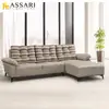 [特價]ASSARI-路斯舒適靠背L型貓抓皮沙發薄霧色-面右